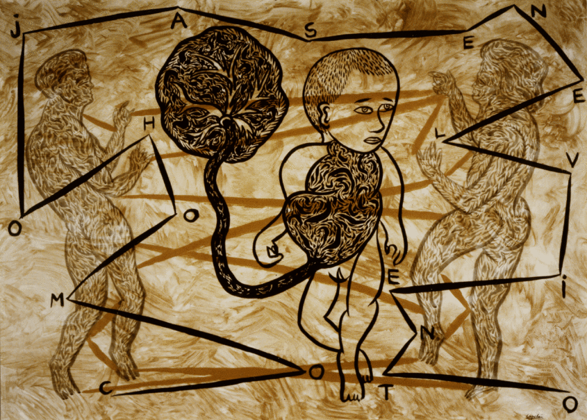 1988,-As-leaves-for-the-wind,-earth-and-ink-on-paper,-109-x-152-cm-a
